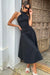Saint-Malo | Robe mi-longue noire à encolure haute