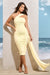 Realign | Robe mi-longue jaune citron froncée et asymétrique avec voilage