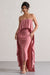 Upon A Time | Robe mi-longue rose poudré à encolure bandeau et cape