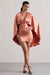 Olsen | Mini-robe en satin corail à décolleté plongeant et cape