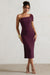 Hawaii | Robe mi-longue prune asymétrique à une épaule avec fente