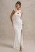 Jianna | Robe longue blanche à dos nu bretelles croisées et fente