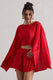Flare | Crop top à manches cape en plissé rouge
