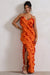 Full On | Robe longue orange à volants et décolleté en V