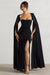 Claretta | Robe longue noire à encolure carrée torsadée avec manches cape
