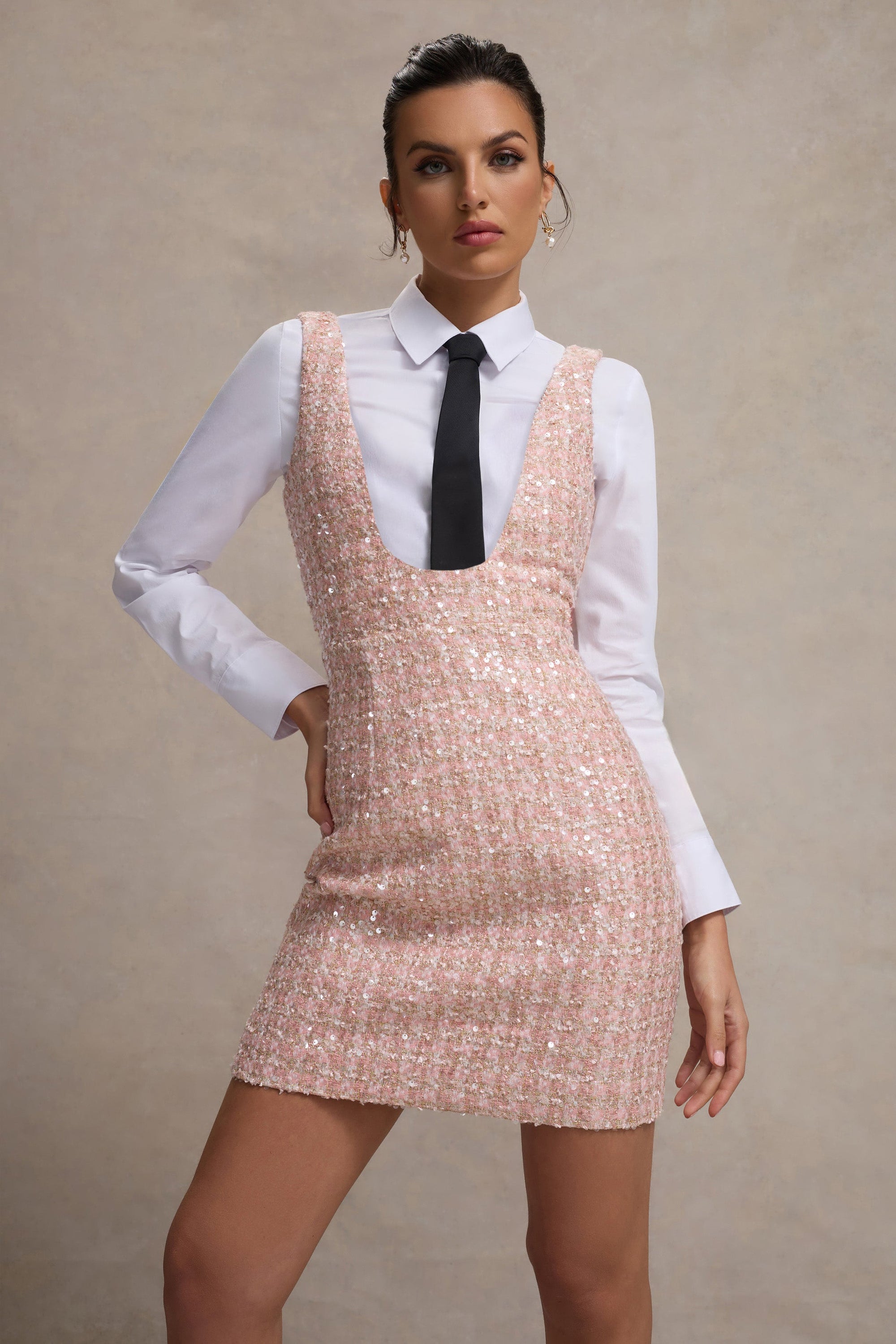 Oxford | Mini-robe salopette rose sans manches