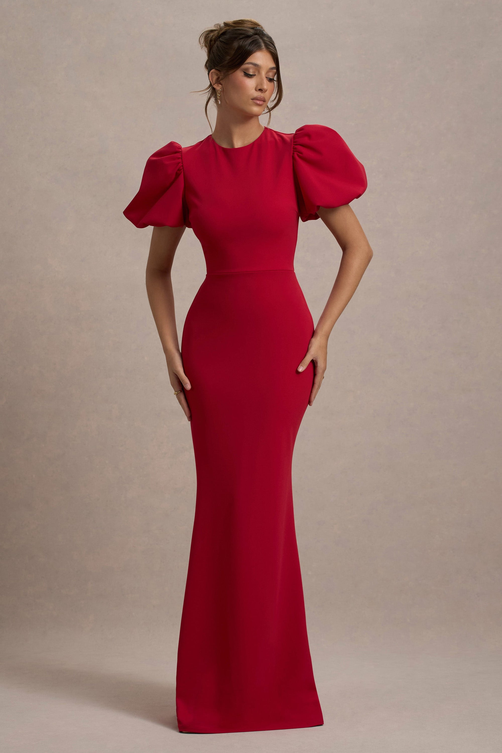 Love Letters | Robe longue rouge à manches bouffantes