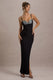 Ignacia | Robe longue noire asymétrique avec détails ornés de sequins