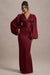 Helsinki | Robe Maxi en Satin à Col V et Manches Bouffantes couleur Baies