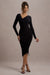 Lilia | Robe Mi-Longue Froncée Asymétrique Noire