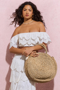 Maho | Sac arrondi crochet beige