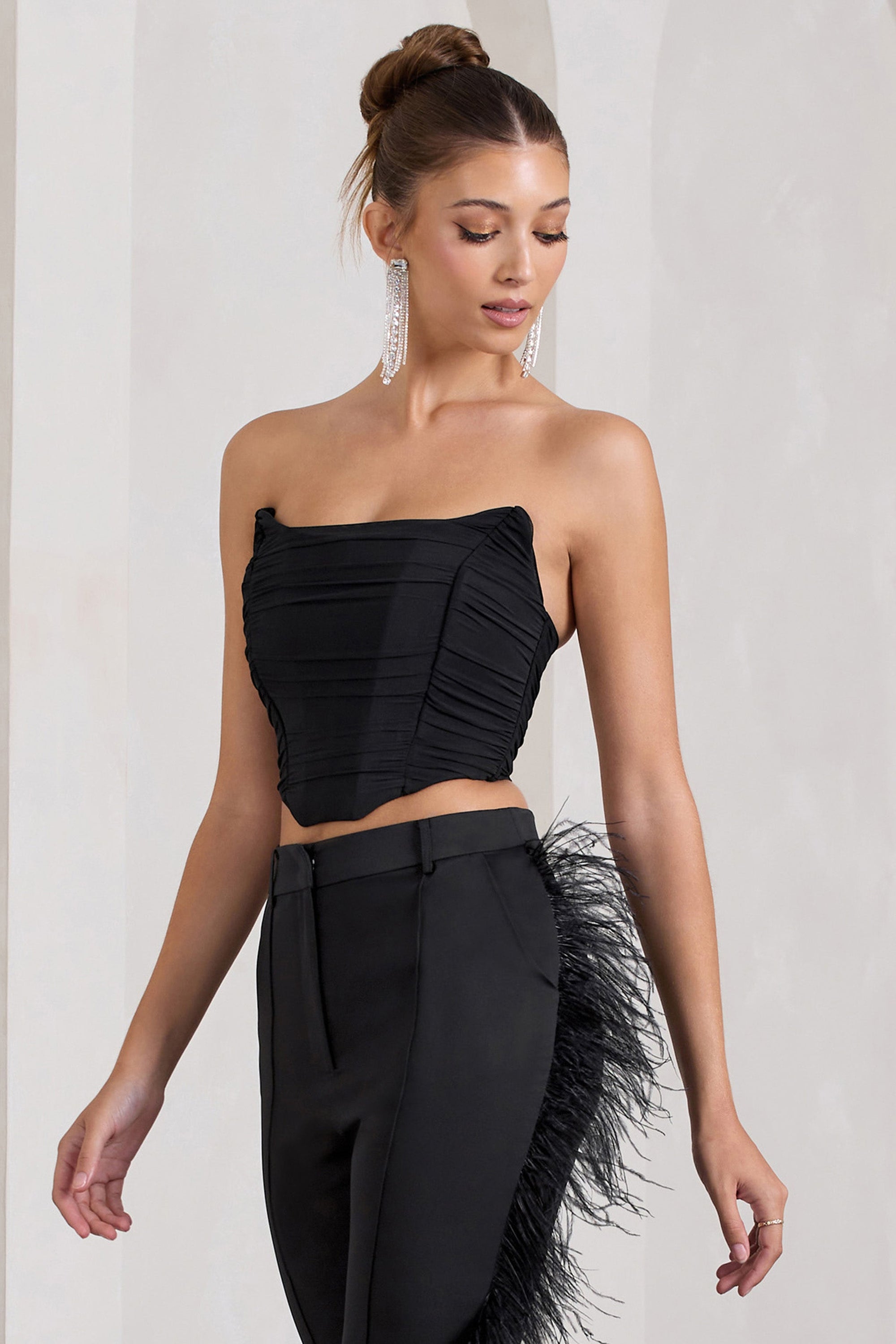 Obsessed |  Haut de style corset en maille bandeau noir