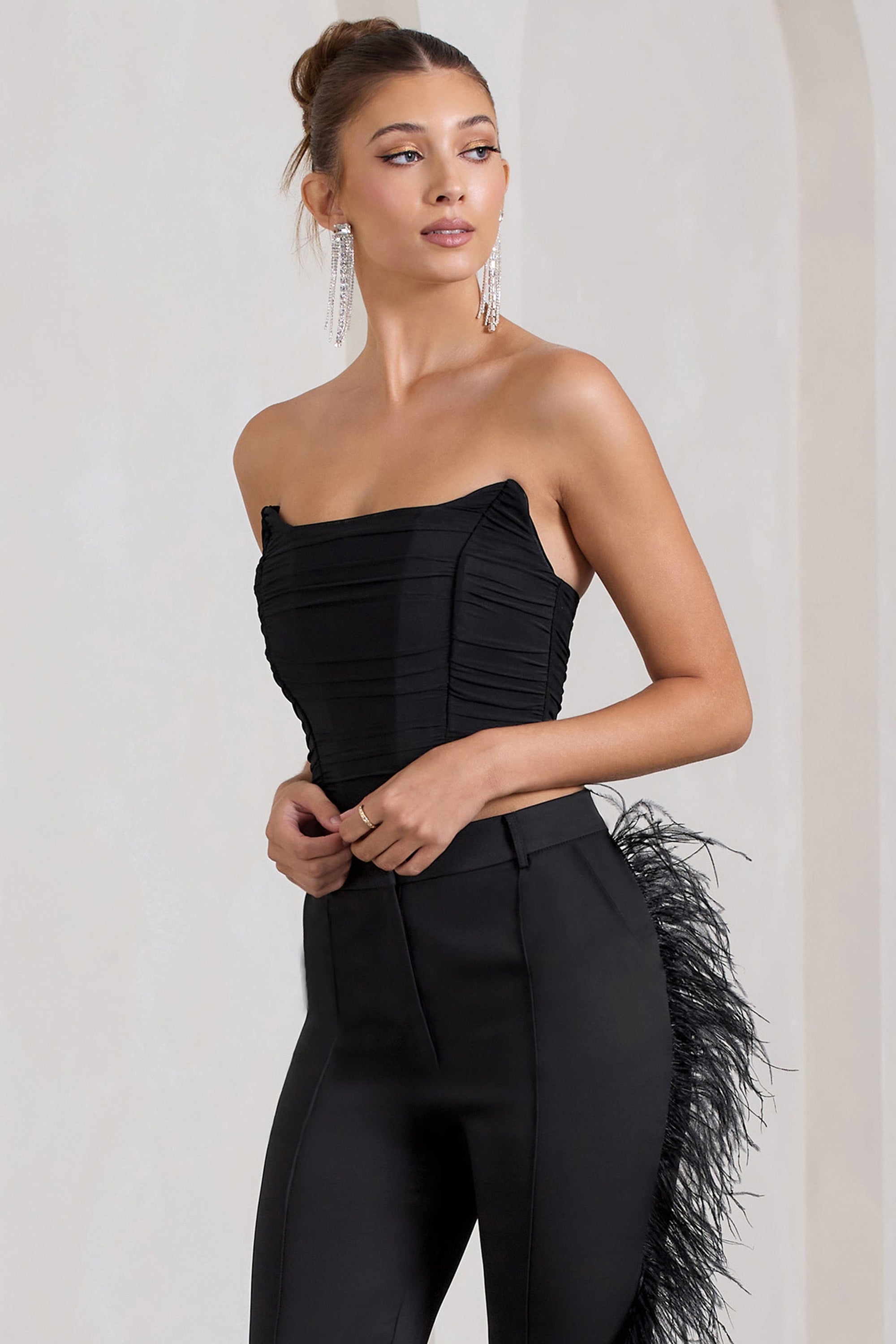 Obsessed |  Haut de style corset en maille bandeau noir