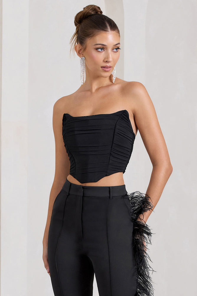 Obsessed Haut de style corset en maille bandeau noir – Club L