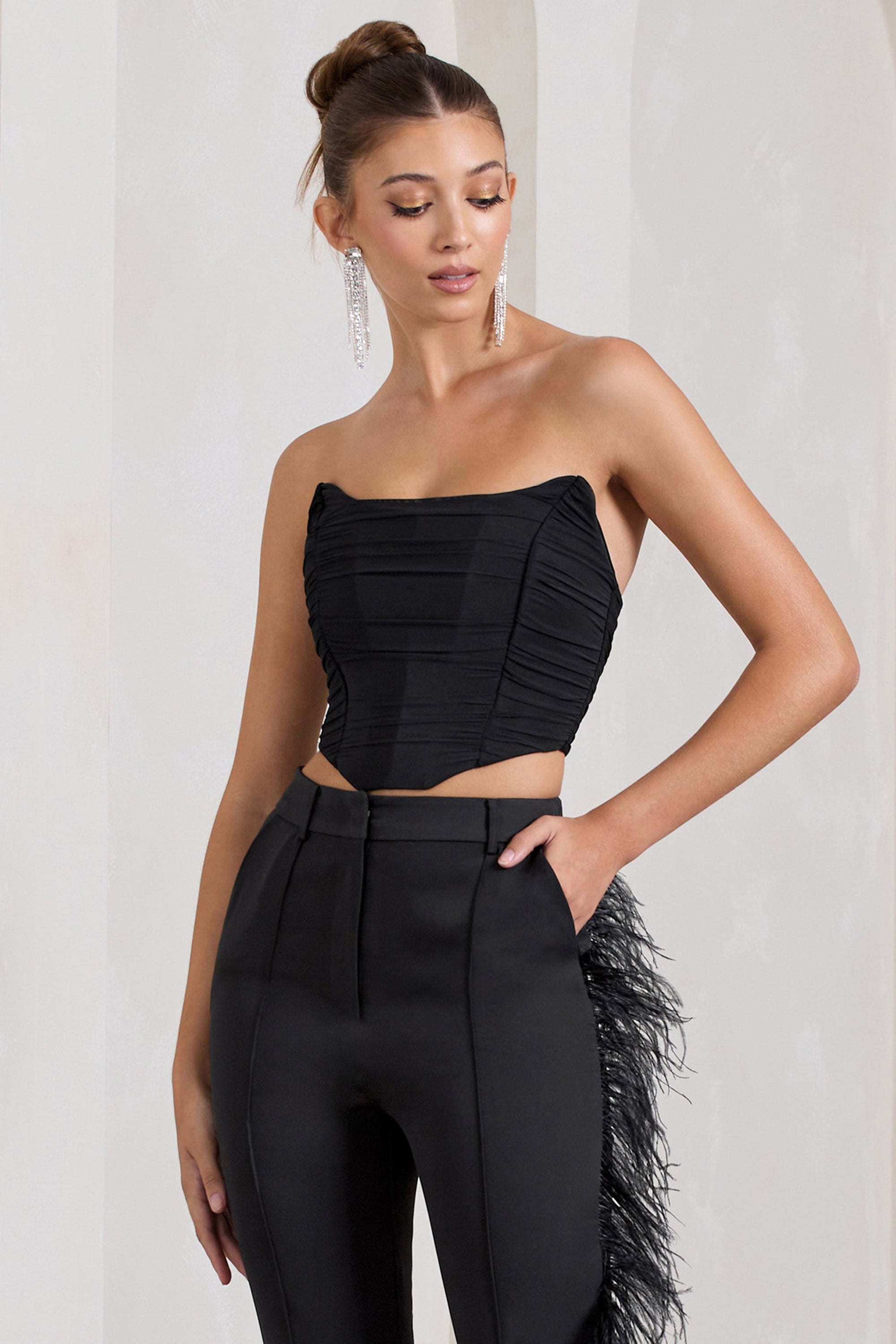 Obsessed |  Haut de style corset en maille bandeau noir