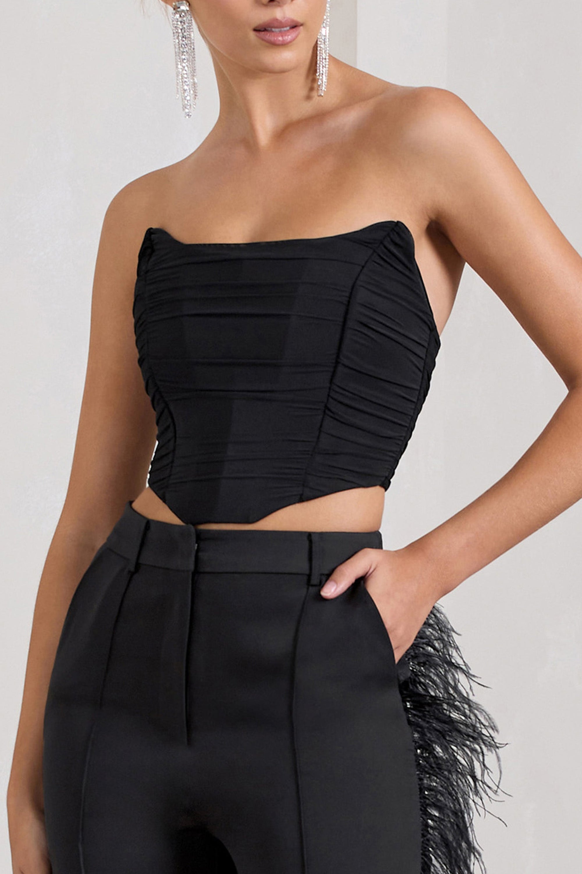Obsessed |  Haut de style corset en maille bandeau noir