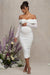Neva | Robe mi-longue de maternité torsadée bardot de colour blanche