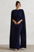 Padma | Robe longue bleu marine drapée à manches cape