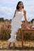 Lauren | Robe longue en broderie blanche froncée à bretelles