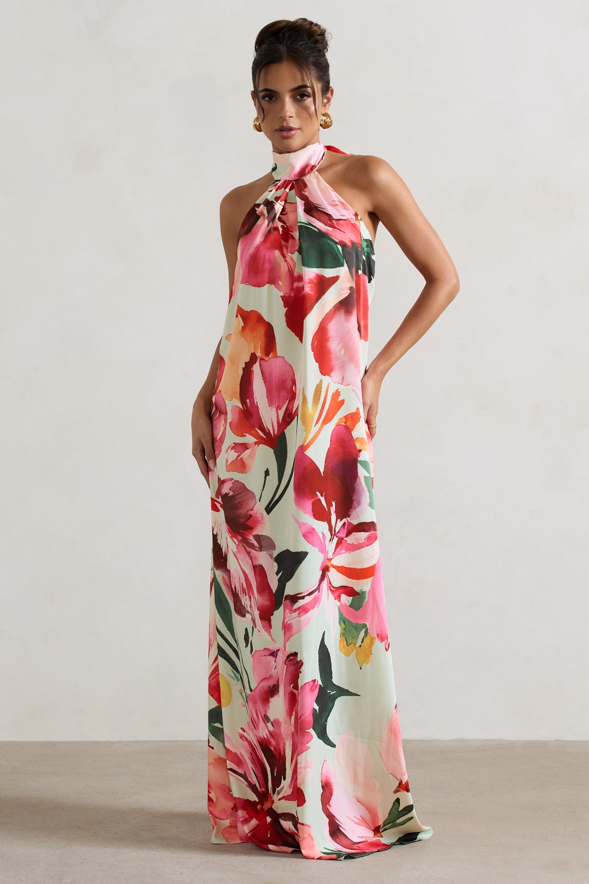 Robe longue col montant clearance