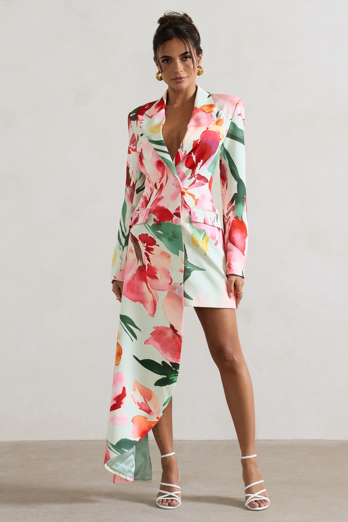 Spiral | Mini-robe tailleur florale longueur asymétrique
