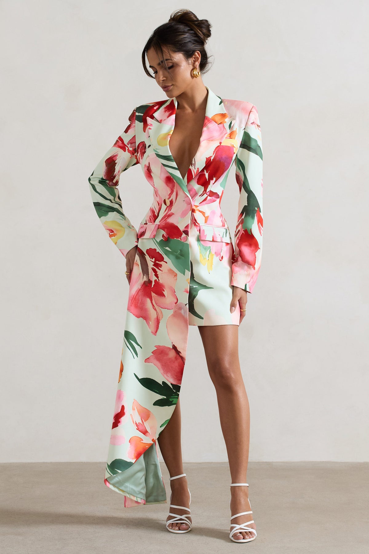 Spiral | Mini-robe tailleur florale longueur asymétrique