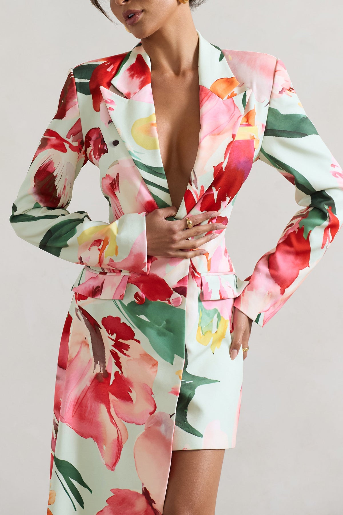 Spiral | Mini-robe tailleur florale longueur asymétrique