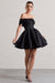 Snowfall | Mini-robe noire à encolure bardot et noeud