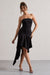Catalina | Robe longue noire bandeau avec ourlet drapé