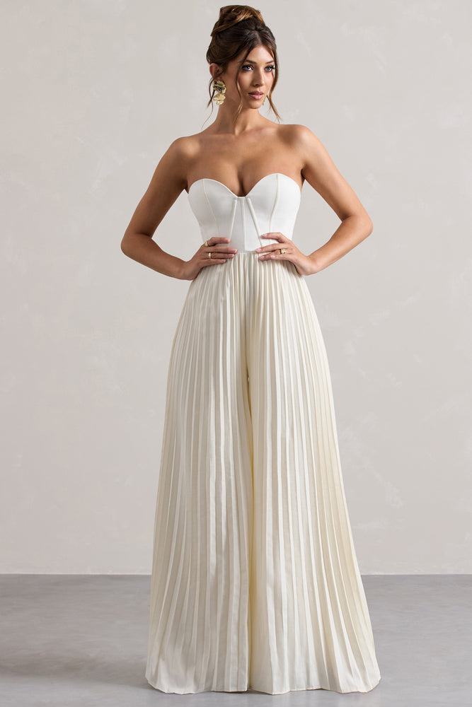Lorelai – Combinaison crème corset et jambes larges plissées Combinaisons mariage The Wedding Explorer Lorelai – Combinaison crème corset et jambes larges plissées Combinaisons mariage The Wedding Explorer