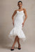 Emmelina | Robe longue blanche avec corsage corset et ourlet volumineux
