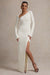 Cosmos | Robe longue blanche asymétrique à manches longues et fente