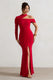 Tyla | Robe longue rouge asymétrique à encolure haute et fente sur la jambe