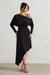 Lori | Robe longue noire asymétrique à manches longues