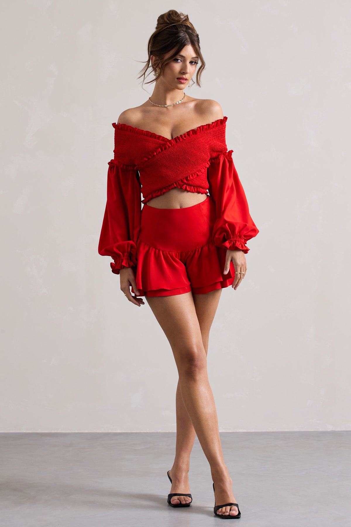 Rossana | Short rouge à volants