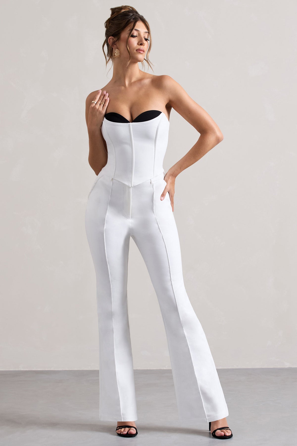 Aubriella | Haut corset blanc sans bretelles à lacets
