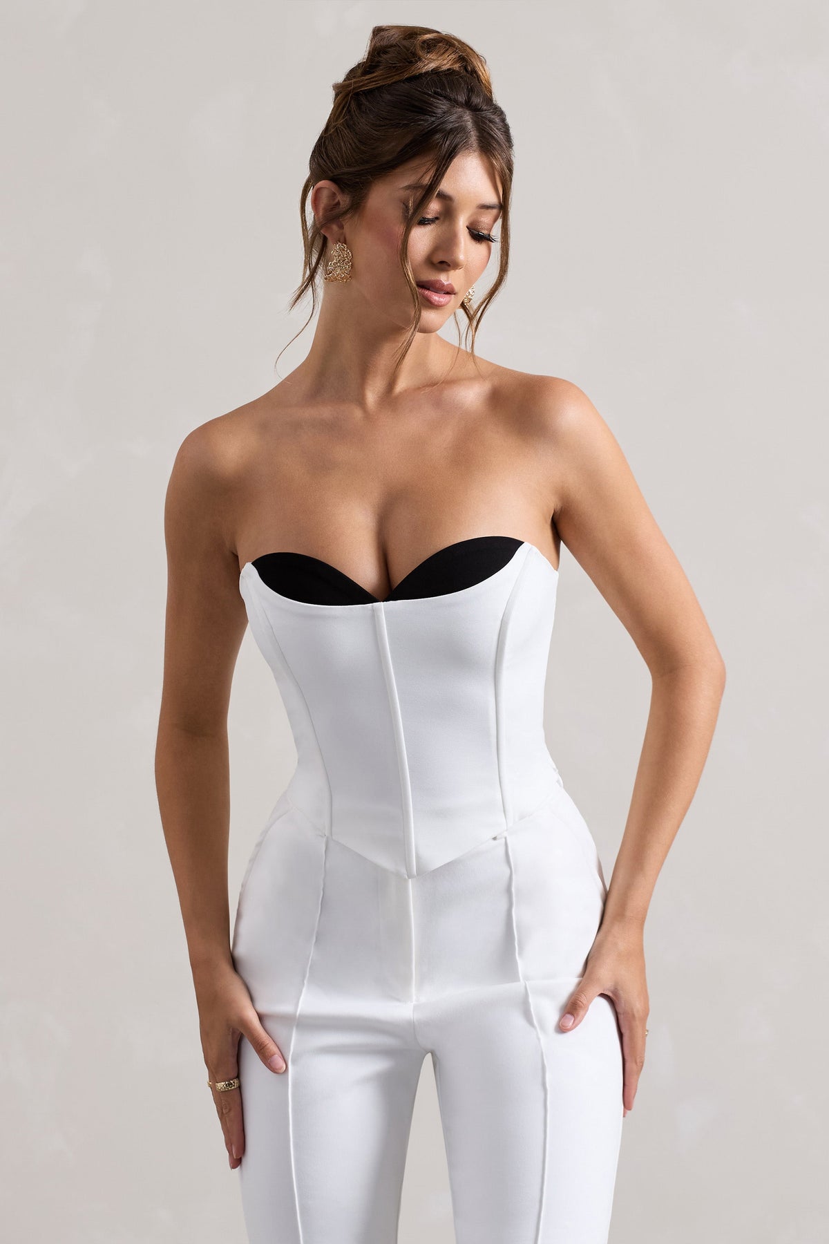Aubriella | Haut corset blanc sans bretelles à lacets