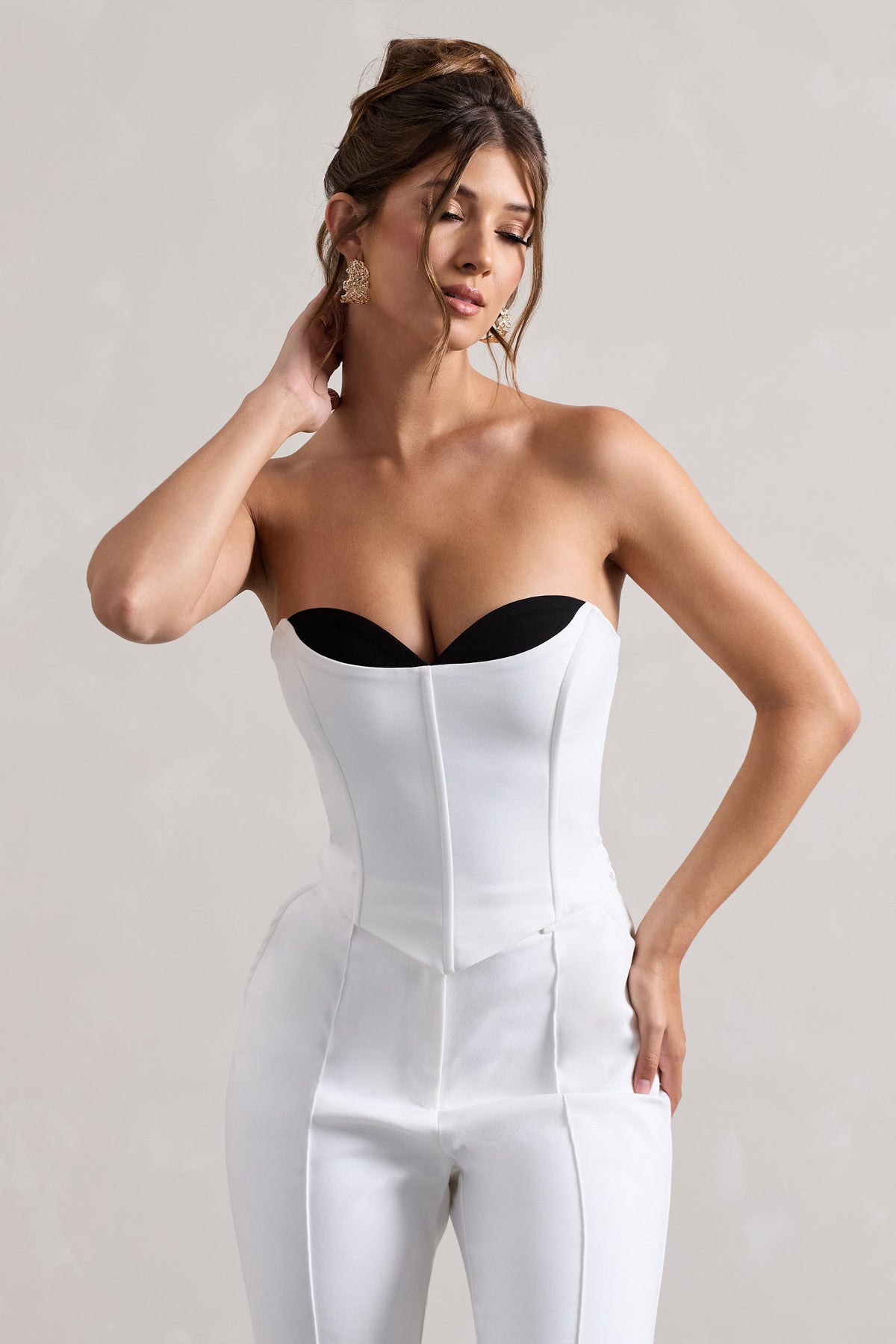 Aubriella | Haut corset blanc sans bretelles à lacets