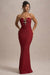 Molly | Robe longue rouge baie sans bretelles à encolure cœur