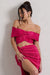 Seara | Crop top bardot torsadé en plissé rose fuchsia
