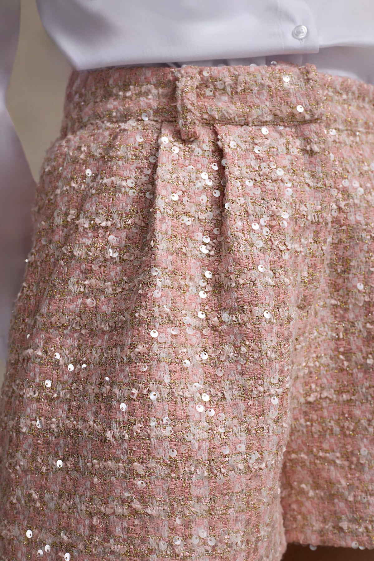 Cambridge | Short tailleur en bouclé rose blush