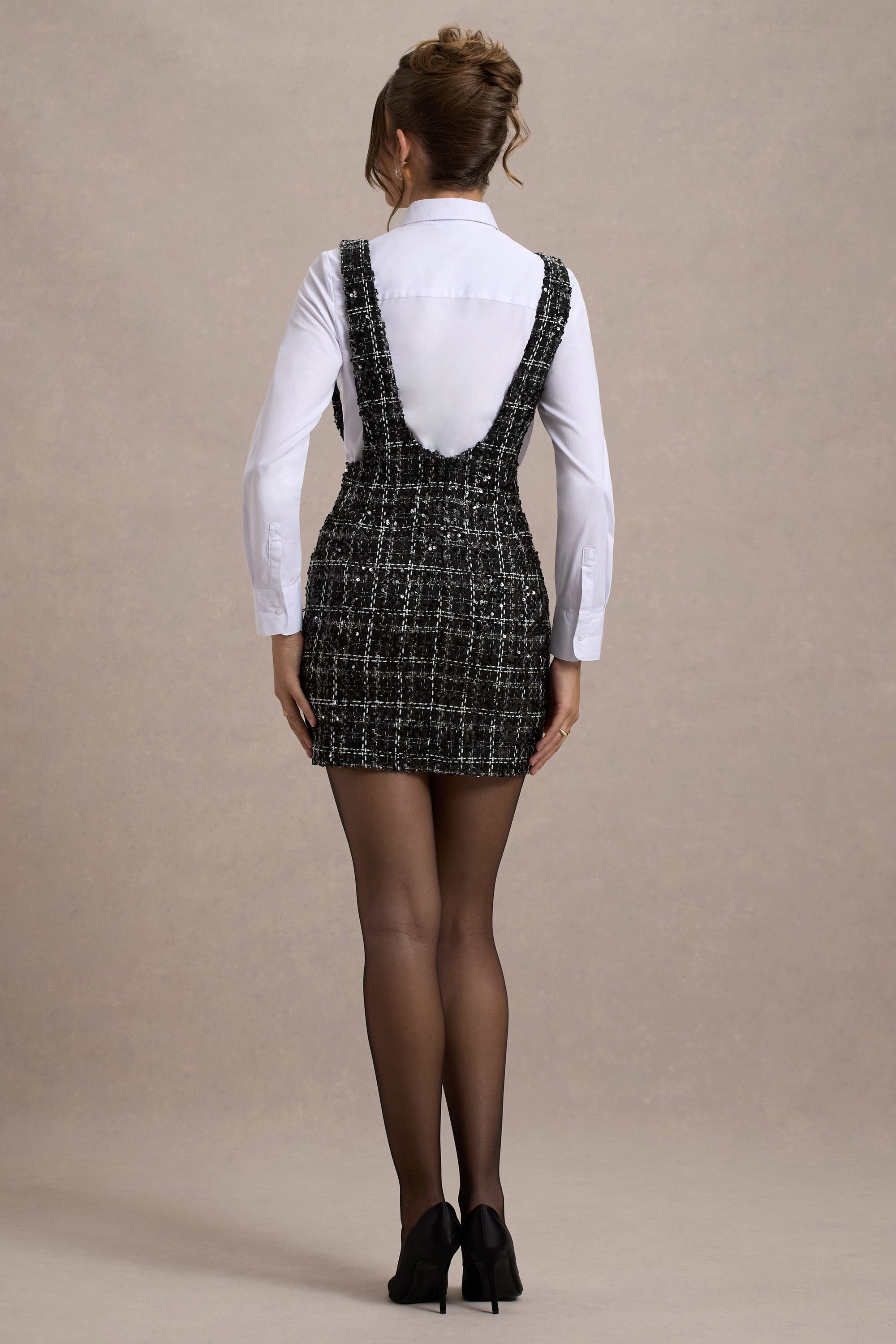 Oxford | Mini-robe salopette noire sans manches