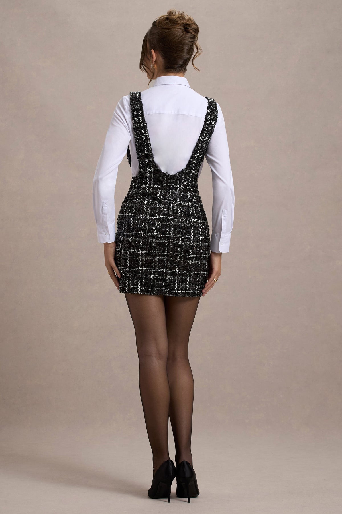 Oxford | Mini-robe salopette noire sans manches