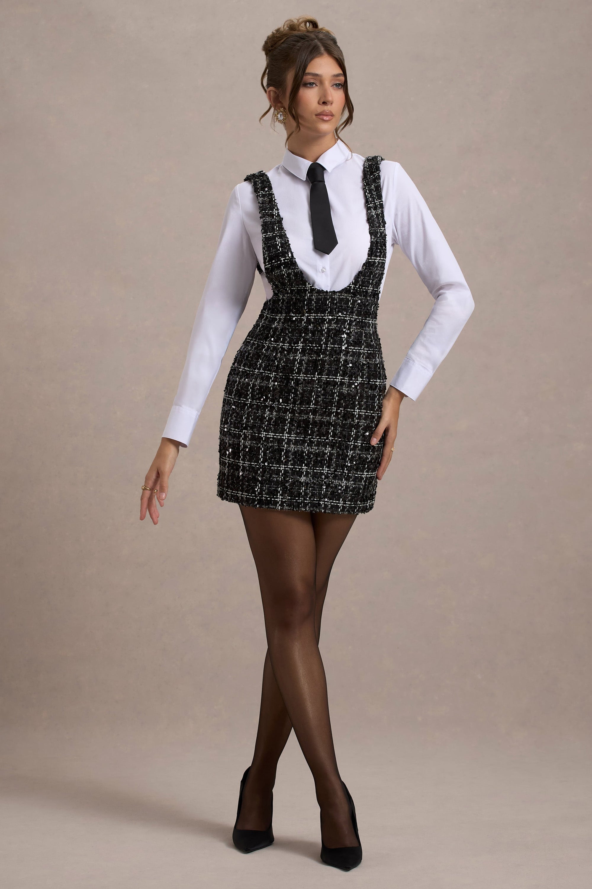 Oxford | Mini-robe salopette noire sans manches