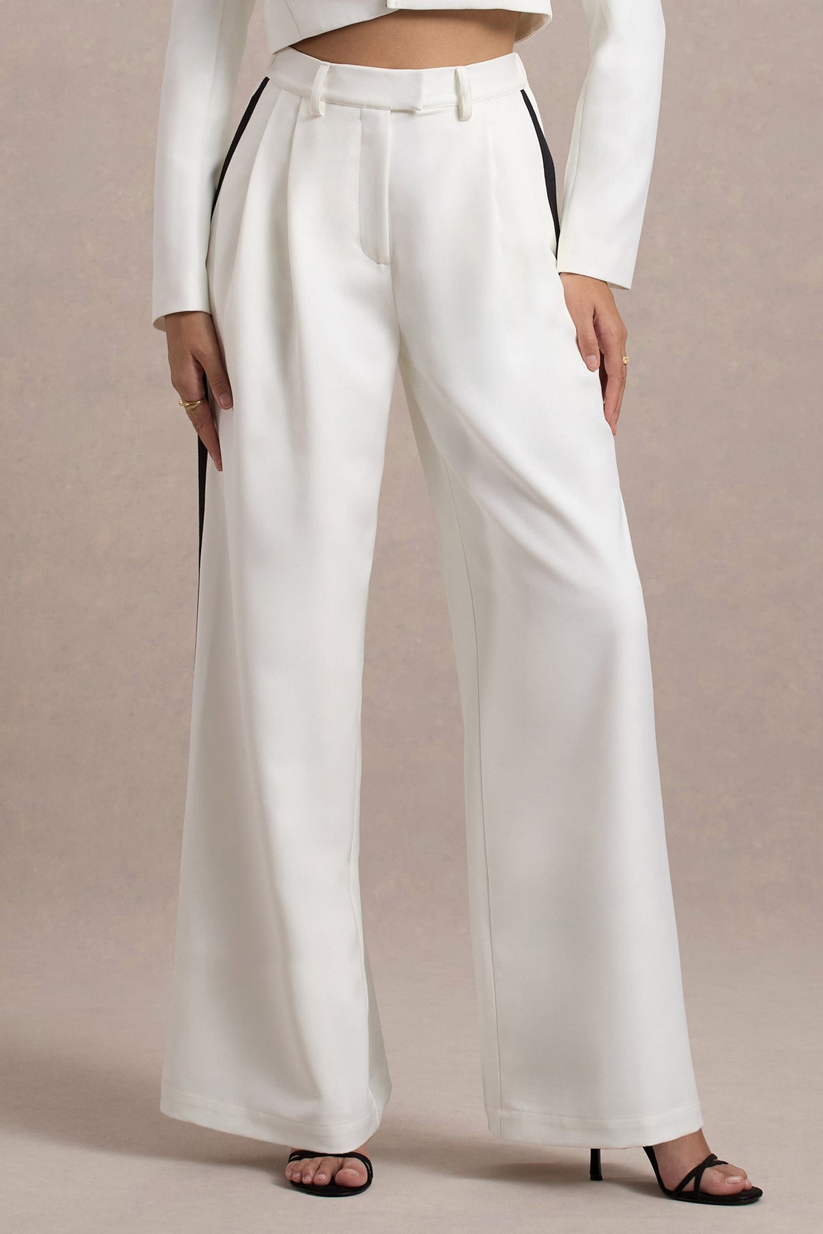 Maiya Pantalon large taille haute blanc