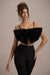 Adya | Crop top à bretelles et nœud en velours noir