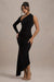 Orsa | Robe longue noire asymétrique à une manche