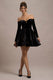 Ottie | Mini-Robe Patineuse Bardot en Velours Noir