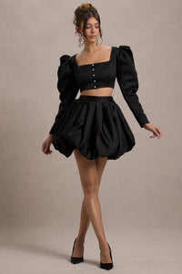 Tosca | Mini-jupe bouffante en satin noir