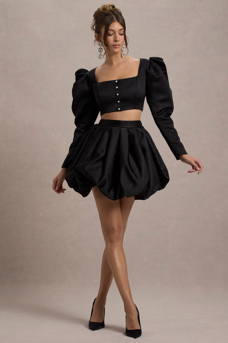 Tosca | Mini-jupe bouffante en satin noir